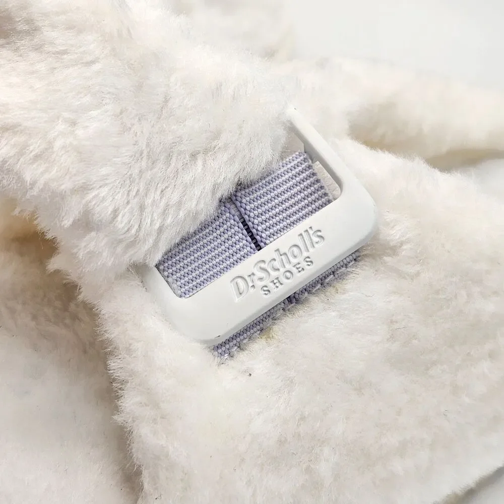 Dr. Scholl's Open Toe Off White Faux Fur Slipper Slides Women's 9 Minimalist